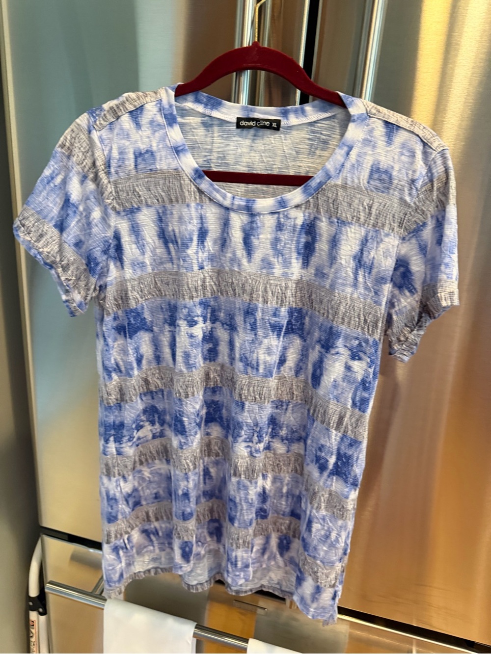 David Cline Blue and White Tie-Dye Short Sleeve Tee
